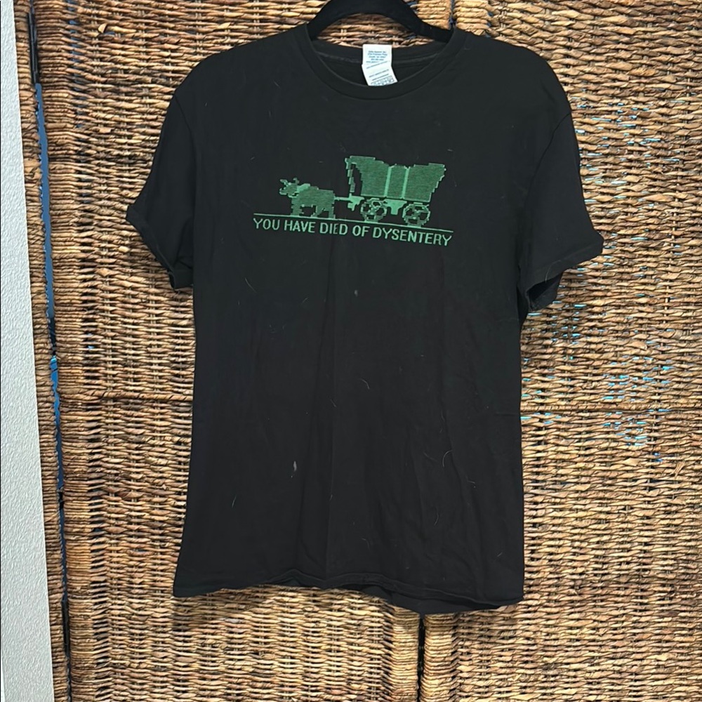 “You Died of Dysentery” Black Graphic T-Shirt - Picture 3 of 5